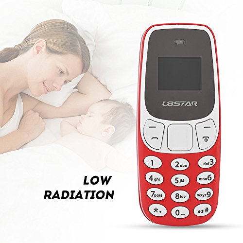 Socobeta Mini Cellphone Bluetooth Mobile Phone Dual SIM Card Built-in Voice Changer Low Radiation(Red)