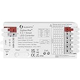 GLEDOPTO ZigBee3.0 LED Controller Pro Smart Home 5 in 1 RGBCCT RGBW RGB CCT WWCW Dimmer DC 12-48V 15A Max PWM Dimming Analog LED Strip Light Work with Hub Bridge Alexa Conbee etc (Hub Required)