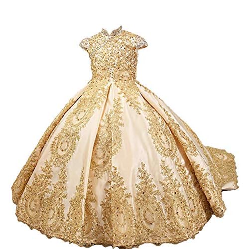 gold lace flower girl dresses