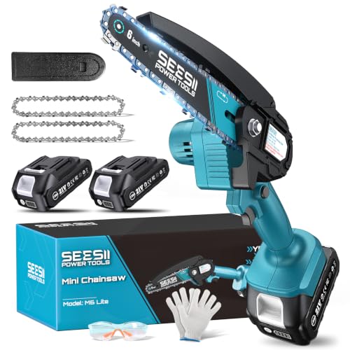 Seesii Mini Chainsaw, 6-inch Mini Chainsaw Cordless, Handheld Electric Power Chain Saw