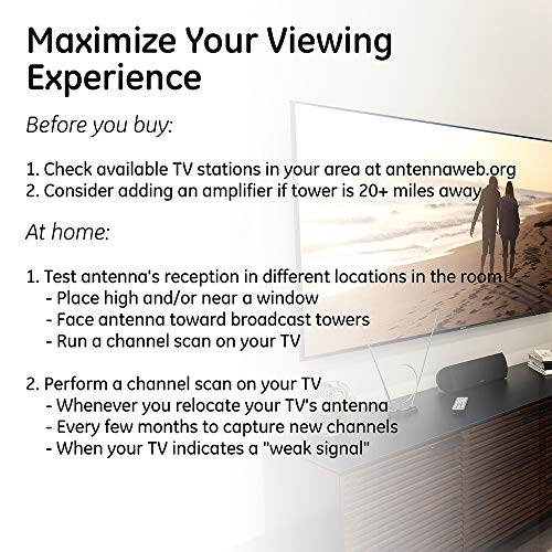 GE Indoor HD Digital TV Antenna Amplifier, Low Noise Antenna Signal Booster, Clears Up Pixelated