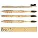 Soft Bristle Bamboo Toothbrush (4 Pack) - Zero Plastic Biodegradable Bamboo Handle by EcoKiss - Eco Friendly - for Adults and Kids - Vegan Handle - Recyclable Packaging