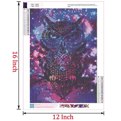 5D Diamond Painting Full Drill, 16"X12" Dream Owl DIY Diamond Painting by Number Kits, Rhinestone Crystal Drawing Gift for Adults Kids, 40x30cm Mosaic Making Art Painting for Wall Decoration