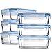 Glass Meal Prep Food Storage Containers - (6-Pack 28 Oz.) Portion Control Lunch Containers, with BPA Free Airtight Snap Locking Lids, Prep, Freeze, Reheat, Bake, Oven Safe Containers for Home and Work