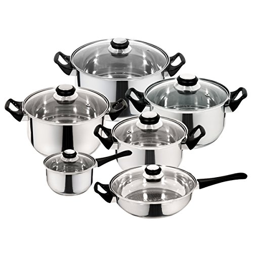 Click Here to See More Images Priminute Monterrey Stainless Steel 12 pieces Cookware Set