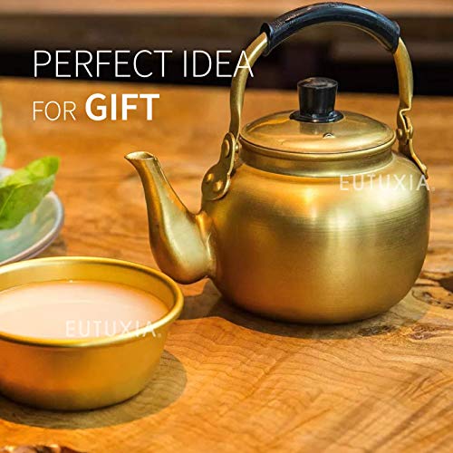Eutuxia Makgeolli 4 Bowls + Kettle for Korean Traditional Raw Rice Wine, Dongdongju, Soup or Any Drinks. Lightweight & Sturdy Aluminum, Great for BBQ Parties, Camping & All Occasions. Made in Korea