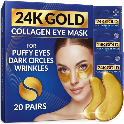 Stylia 24k Gold Under Eye Patches 20 Pairs Under Eye Mask With