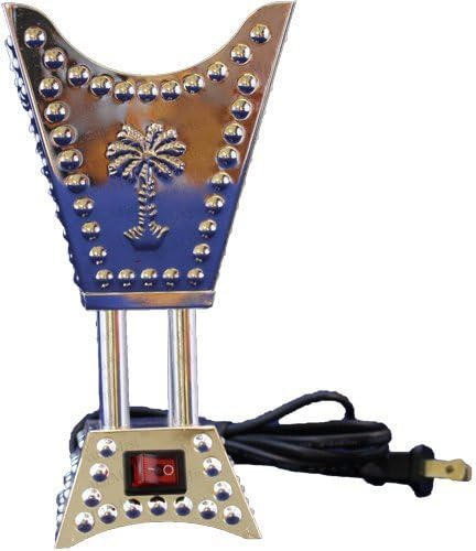 Square Metallic Arabian Motif Incense and Bakhoor, Electric Burner Small (Silver)