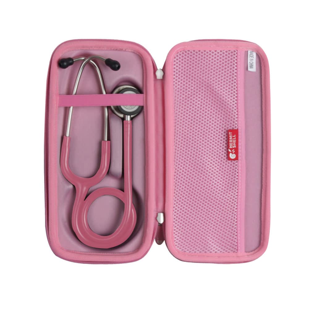 Hard Travel Case for 3M Littmann Classic III Monitoring Stethoscope by Hermitshell (Pink)