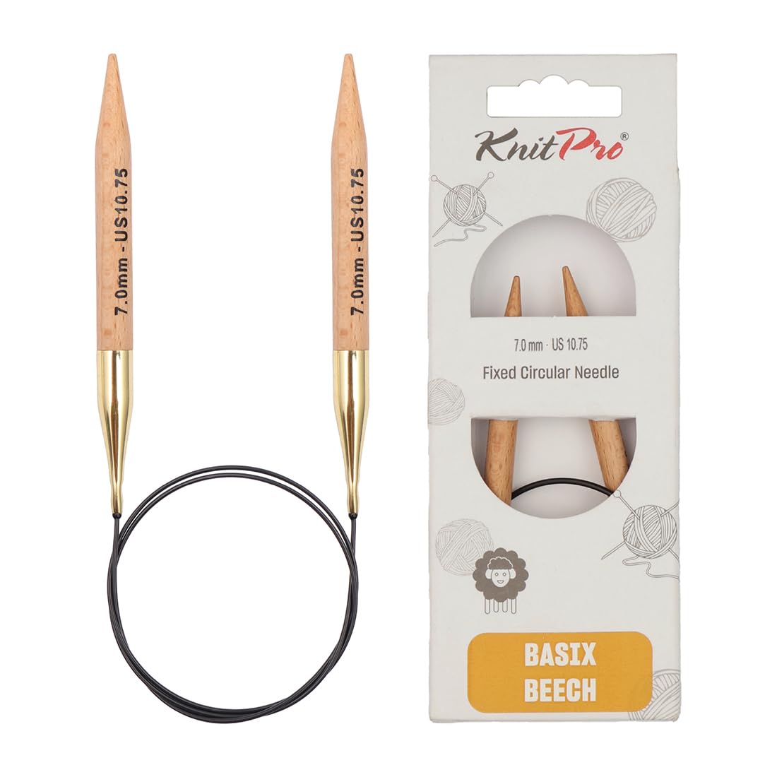 KnitPro Basix Beech Fixed Circular Needles 47" (120cm) | 7.00mm