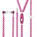 Women Girl Necklace Earphones,Super Bass HiFi Wired Earbuds Headphones with Mic Stereo Sound Music Earpiece for iOS and Android Smartphone (Rose red)
