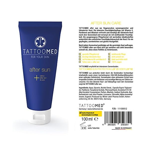 TattooMed-After-Sun-Cream-Lotion-For-Moisturizing-Sensitive-and-Sun-Damaged-Tattooed-Skin-1-x-100ml TattooMed After Sun - Cream Lotion For Moisturizing Sensitive and Sun Damaged Tattooed Skin - (1 x 100ml)