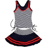 Vkenis Striped Two-Piece Suits Navy Style Swimsuit for Girls 8-14 Years Old