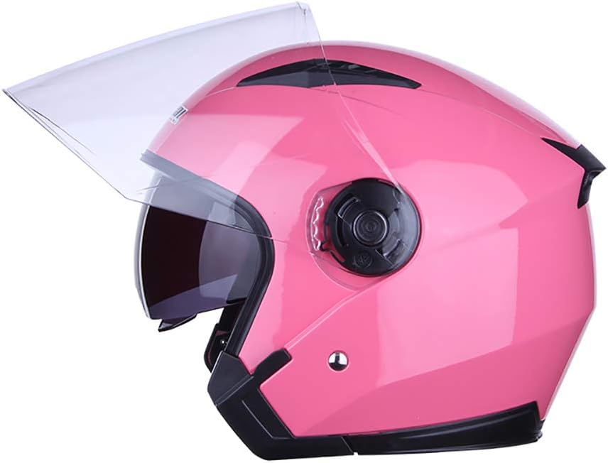 TKer Unisex Motorcycle Helmets Chopper Bike Helmet Open Face Vintage Motorbike Helmet with Goggle Pink