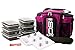 Isolator Fitness 3 Meal ISOBAG Meal Prep Management Insulated Lunch Bag Cooler with Stackable Meal Prep Containers, ISOBricks, and Strap - MADE IN USA (Fuchsia/Black)