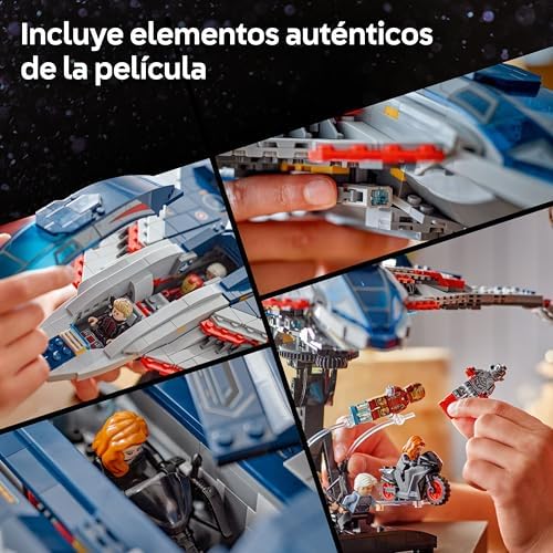 Marvel Quinjet de Vengadores: La Era de Ultrón - Avión de Juguete de Superhéroes con Moto y 5 Minifiguras inc. Iron Man, Viuda Negra y Ojo de Halcón - Regalo para Niños y Chicos de 12+ Años 76325