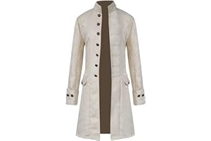 WENKOMG1 Mens Halloween Costume,Medieval Cosplay Costume Caribbean Pirate Style Jacket Captain Roleplay Coat