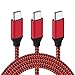 Type C USB Cable 3-Pack 3ft USB A 2.0 to USB-C Fast Charger Nylon Braided Cord for Samsung Galaxy S9 S8 Plus Active, Note 9 8, C5 C7 C9 Pro, A9 A8 Star, Tab S3 2017, Lg G7 Thinq G6 V30 V20 Stylo 4