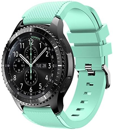LinkshareReplacement For Samsung Galaxy Watch 3 45mm Gear S3 22mm Sport Strap Soft Silicone band (Mint Green)