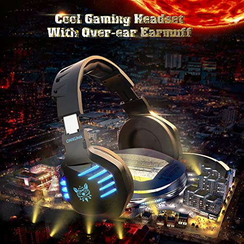 ONIKUMA II Stereo Gaming Headset for PS4, Xbox One, PC, Nintendo Switch, Noise Cancelling Over Ear Headphones with Microphone, Soft Earmuffs, Surround Sound, Volume/Mic Control 3.5mm for Laptop Mac