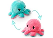 TeeTurtle | The Original Reversible Octopus Plushie | Patented Design | Light Pink and Light Blue | Show your mood without sa