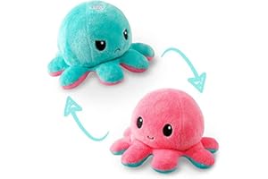 TeeTurtle | The Original Reversible Octopus Plushie | Patented Design | Light Pink and Light Blue | Show your mood without sa