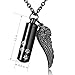 XIUDA Cylinder Cremation Necklace for Ashes Dog Paw with Angel Wing Charm Pendant Urn Necklace for Ashes (Middle)