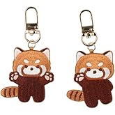 zaoalife 2Pcs Cartoon Red Panda Double Sided Embroidered Keychain, Creative Hanging Ornaments Bag Car Pendant Keychain Gifts