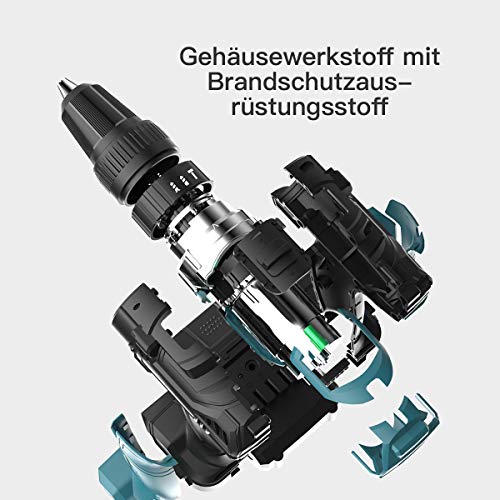 Blackpine Akku-Bohrschrauber 20V Akku-Schlagbohrschrauber,2x2.0Ah Akkus, 62 PCS Zubehör, Max Drehmoment 32 Nm 21+3… – Bild 8