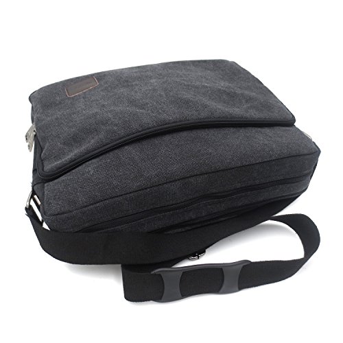 Laptop Bag for Men, MiCoolker 15-Inch Large Vintage Canvas Laptop Briefcase Messenger Shoulder Bag Satchel Bag Bookbag Travel Bag 13" 14" 15" Large and Black