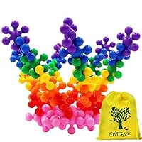 EMIDO Building Blocks Kids Educational Toys STEM Toys Building Discs Sets Interlocking Solid Plastic for Preschool Kids Boys and Girls, Safe Material for Kids - 120 Pieces with Storage Bag