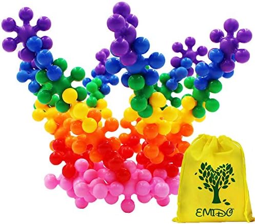 Hogdseirrs EMIDO Building Blocks Kids Educational Toys STEM Toys Building Discs Sets Interlocking Solid Plastic for Preschool Kids Boys and Girls, Safe Material for Kids - 120 Pieces with Storage Bag
