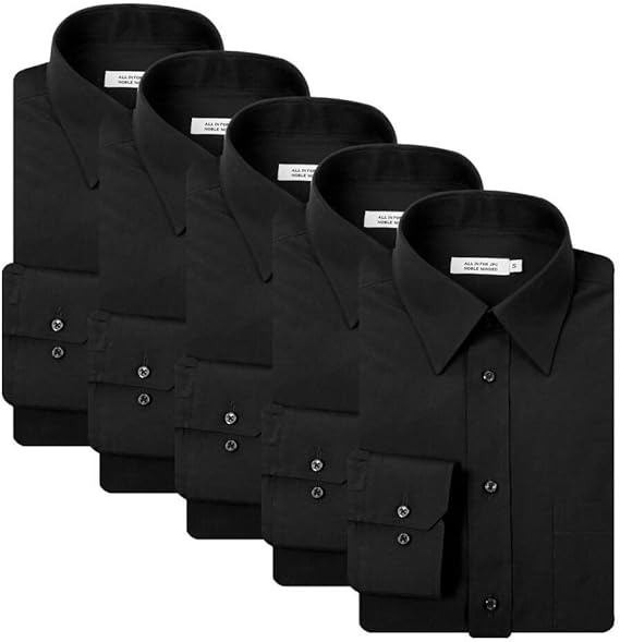 Amazon アトリエサンロクゴ 黒ワイシャツ 長袖シャツ 5枚セット メンズ Yシャツブラック 無地 ワイシャツ 飲食店 制服 シャツ 通販