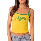 Brazil Strap Tank Top France Crop Top Y2k Shirts Graphic Tees for Women Vintage 90s Streetwear Baby Tees for Women