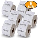 6 Rolls DYMO 30334 Compatible 2-1/4" x 1-1/4"(57mm x 32mm) Medium Multipurpose/Barcode/FNSKU/UPC/FBA Labels,Strong Permanent Adhesive, Perforated