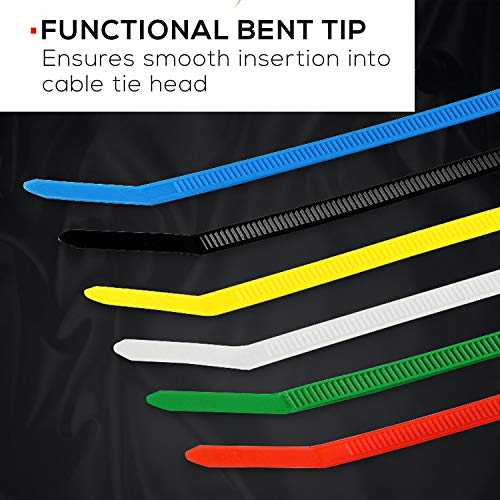Nylon Zip Cable Tie Kit,Multi-Purpose Self-Locking Cable Ties Wire Tie Wraps - 650 Pieces (Combo Pack)- Multi Color,Assorted Lengths 4", 6", 8", 11" (45-LB Strength)