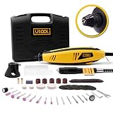 Utool 130W Rotary Tool with Keyless Chuck, Flexible Shaft 62 Accessories, 2 Attachments 6 Variable Speed