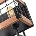 Anmytek Rectangle Wood Wall Lamp with Iron Mesh Cover Industrial Wall Sconce Black Finish Vintage Stylish Bathroom Lighting Log Cabin Home Retro Edison Sconce Lighting Fixtures 4-Lights (W0046)