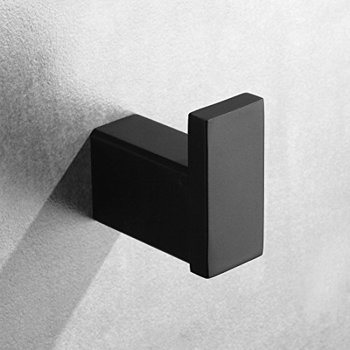 4-Piece Bathroom Hardware Set - Towel Bar Accessory Set Towel Hook Toilet Paper Holder Towel Ring Stainless Steel Wall Mounted, Black Painted