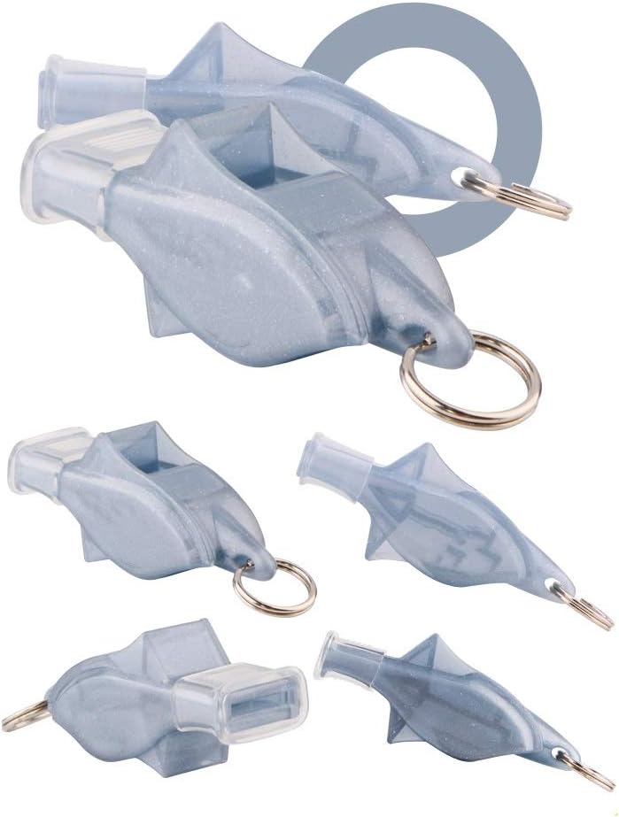 Shentian 2 pieces high frequency dolphin whistle/outdoor whistle/sports whistle/lifesaving whistle basketball football training match referee whistle silver grey