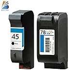 INKUTEN Ink Cartridge Replacement for HP 45 ( Black,Cyan,Magenta,Yellow , 2-Pack )