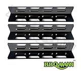 BBQMANN 92071(3-pack) Universal Porcelain Steel Heat Plate /Heat Shield for Select Gas Grill Models By Kenmore, Master Forge and Others(16 1/8