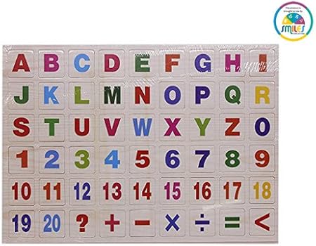 Smiles Creation Wooden Capital Alphabets Shape Matching Colorful Knob Board Classic Preschool Puzzle Toy for Kids