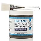 Dead Sea Mud Mask & Free Face Brush - HUGE Jar - Clears Acne - Anti-Aging - Exfoliate Skin - Moisturize - Aloe Vera Juice - Jojoba - Sunflower - Hickory Bark Extract - Calendula Oil - Shea Butter