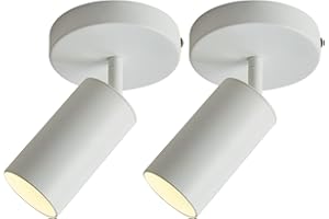 Zicbol Track Lighting Ceiling Spotlight, White Ceiling Light Fixture, Gu10 Ceiling Spotlights Indoor Angle Adjustment Modern Wall Lamp for Living Room, Gallery, Cabinet, Hallway, Bedroom 2 Packs