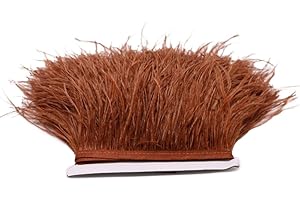 FQTANJU 2 Yards Soft & Natural Ostrich Feathers Fringe Trims Ribbon Used for Dress, Sewing, Craft Clothing, Lighting Decoration, Clothing DIY, etc. (Dark Brown)