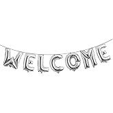 16 inch multicolor Welcome Balloon Banner Balloons Foil Letter Balloon Anniversary Celebration Party Decorations (WELCOME SILVER)