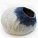 Kittycentric Cozy Cat Cave Bed - Handmade 100% Wool, Large (Grey/Midnight Blue)