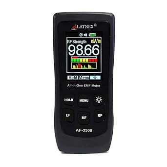 LATNEX AF-3500 EMF Meter RF Detector y lector con certificado de calibración - Mide RF y microondas, 3 ejes Gauss o Tesla campos magnéticos y V/M ELF: Amazon.es: Industria, empresas y ciencia