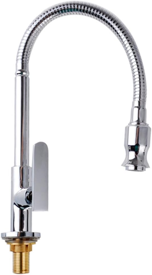 Cold Water Faucet 360 Rotatable Sink Faucet, Easy Install Brushed Nickel Stainless Steel Faucet, Lead Free High Arc Single Handle Single Hole Sink Faucet for Kitchen, Bathroom, Outdoor Garden and Bar